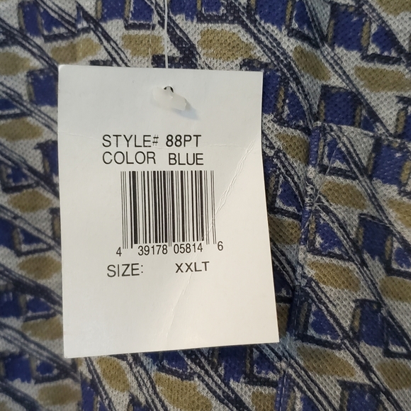 NWT Vintage BUGLE BOY Polo Golf Plaid Checkered Geometric shirt XXLT blue green - Picture 5 of 5